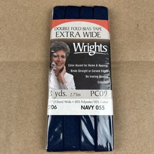Navy Wrights Single Fold Bias Tape 1/2" Wide 4 yds 206 Navy 55 VTG 2000